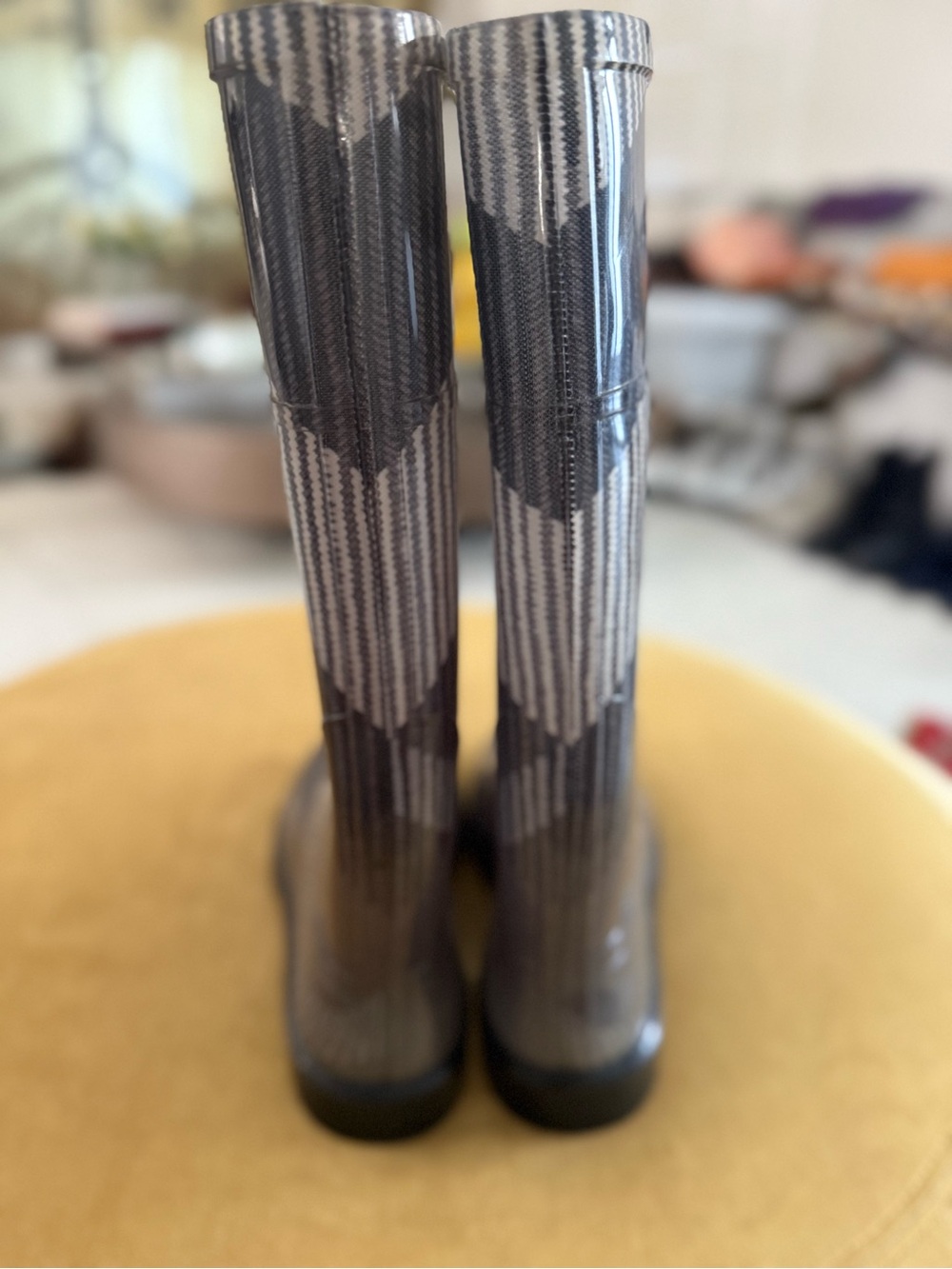 Burberry Gray Plaid Rain Boots - Picture 4 of 8